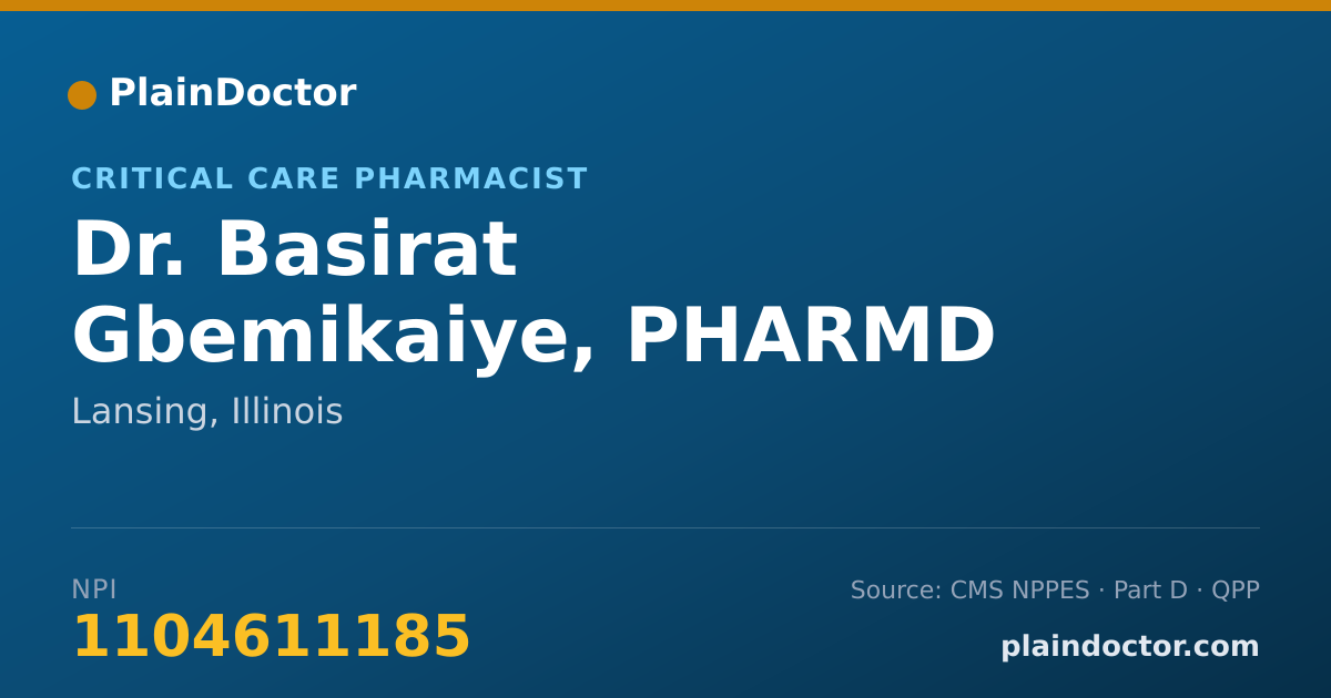 Shareable card for Basirat Gbemikaiye, PHARMD - Critical Care Pharmacist, Lansing, IL
