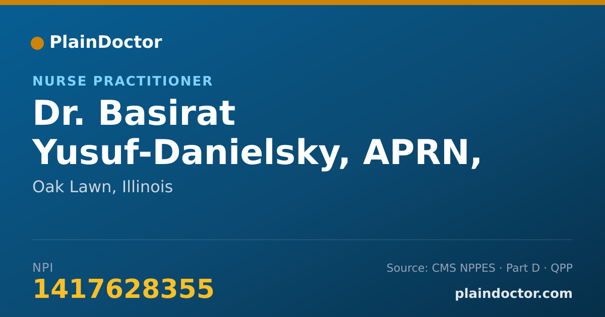 Shareable card for Basirat Yusuf-Danielsky, APRN, FNP-BC - Nurse Practitioner, Oak Lawn, IL
