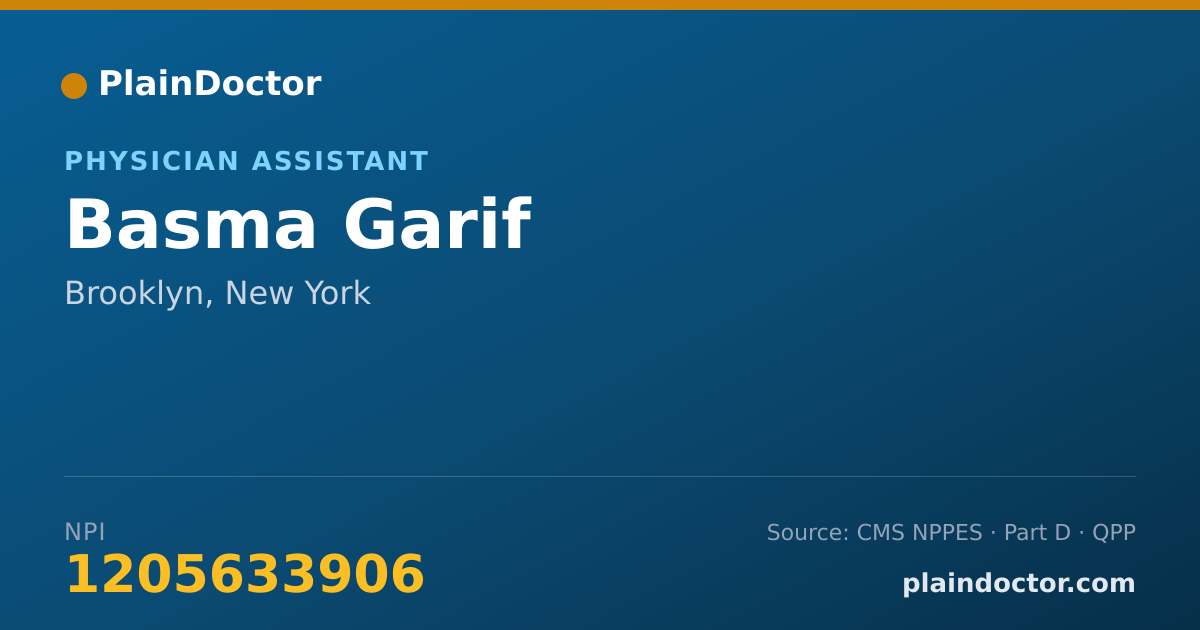 Shareable card for Basma Garif - Physician Assistant, Brooklyn, NY