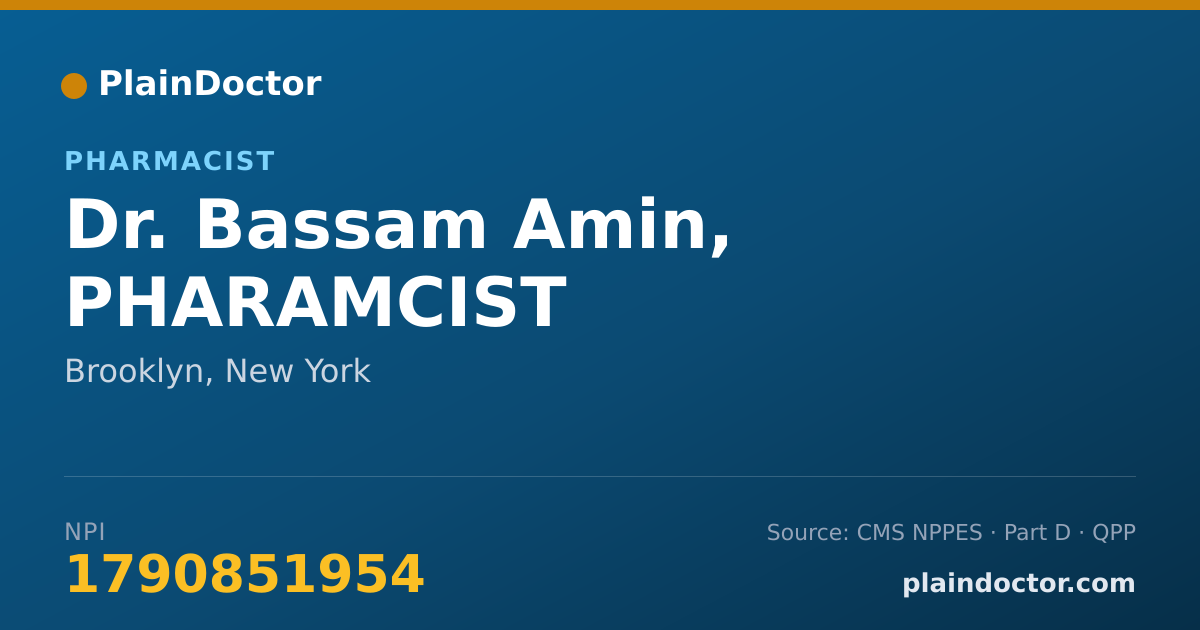 Shareable card for Bassam Amin, PHARAMCIST - Pharmacist, Brooklyn, NY