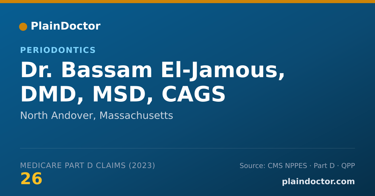 Shareable card for Bassam El-Jamous, DMD, MSD, CAGS - Periodontics, North Andover, MA