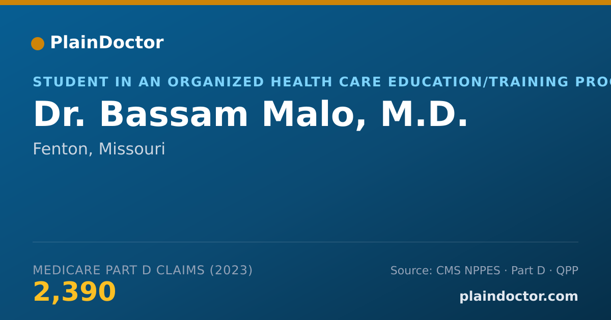 Shareable card for Bassam Malo, M.D. - Student in an Organized Health Care Education/Training Program, Fenton, MO