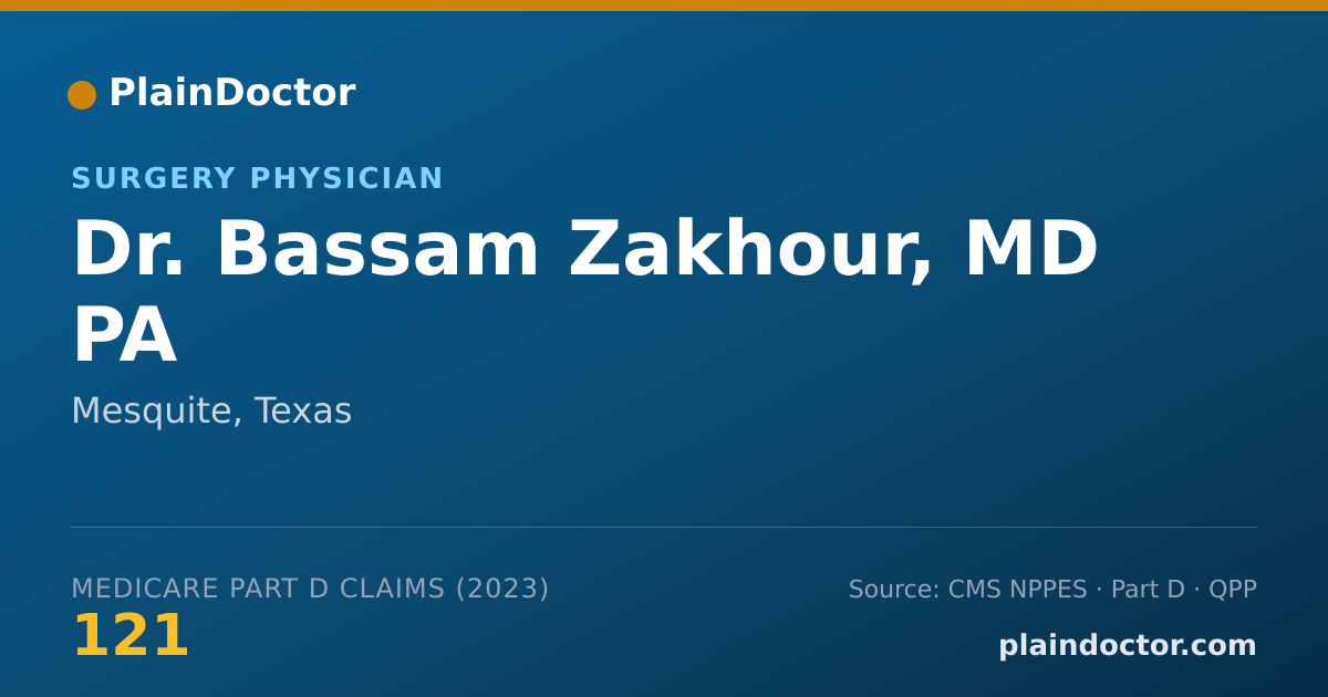Shareable card for Bassam Zakhour, MD PA - Surgery Physician, Mesquite, TX