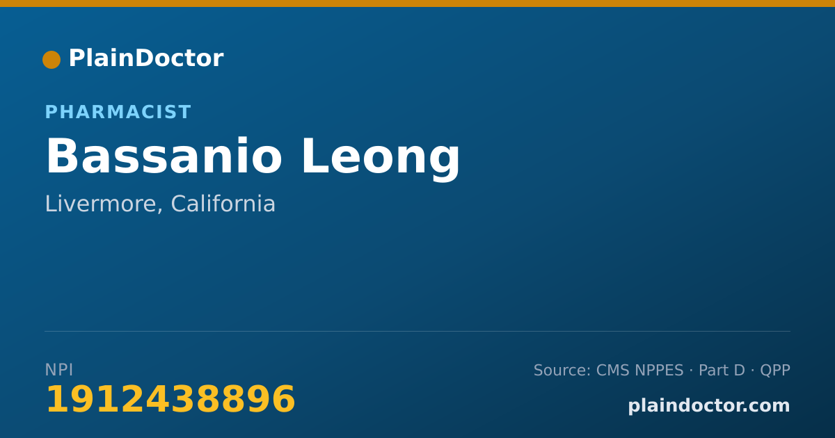 Shareable card for Bassanio Leong - Pharmacist, Livermore, CA