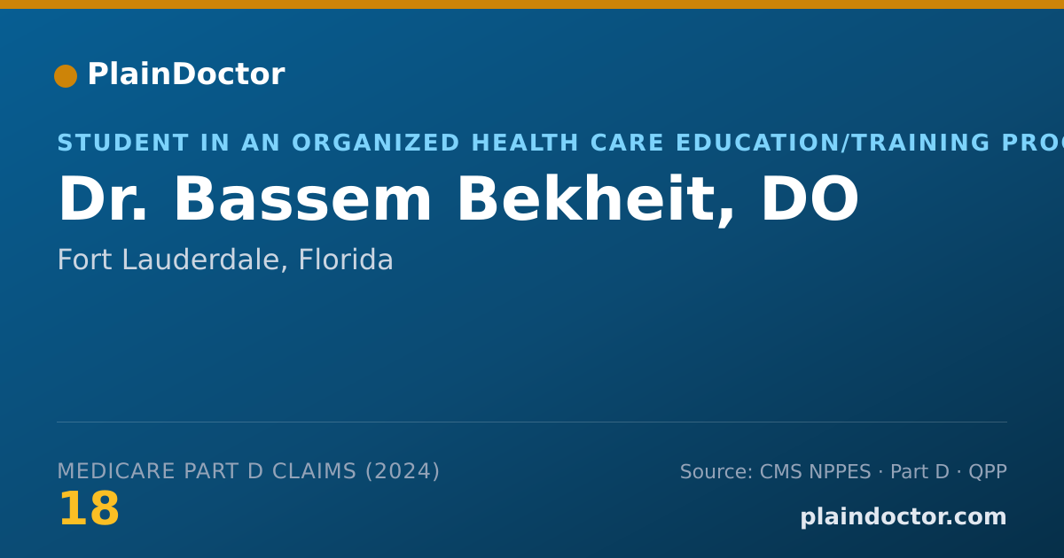 Shareable card for Bassem Bekheit, DO - Student in an Organized Health Care Education/Training Program, Fort Lauderdale, FL