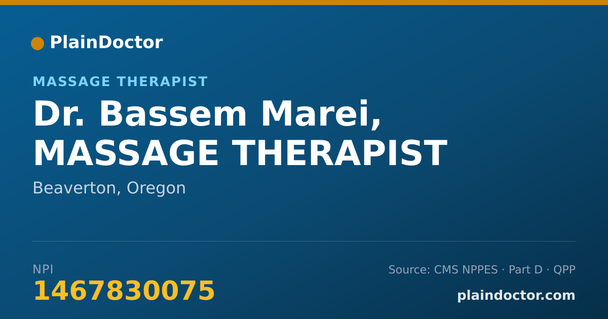 Shareable card for Bassem Marei, MASSAGE THERAPIST - Massage Therapist, Beaverton, OR
