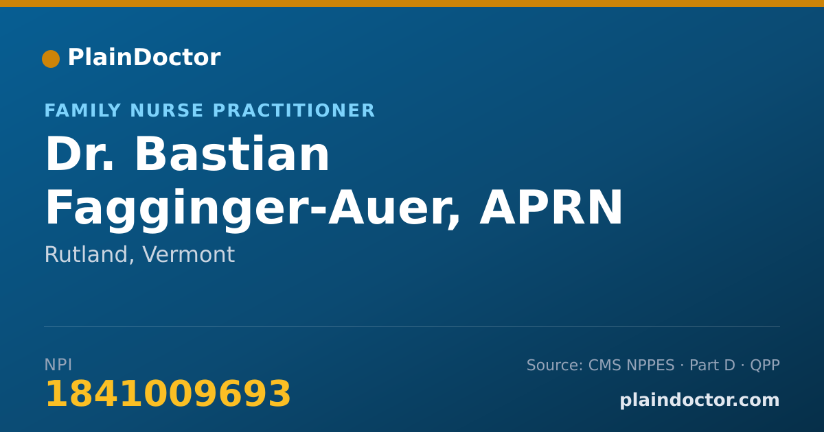 Shareable card for Bastian Fagginger-Auer, APRN - Family Nurse Practitioner, Rutland, VT