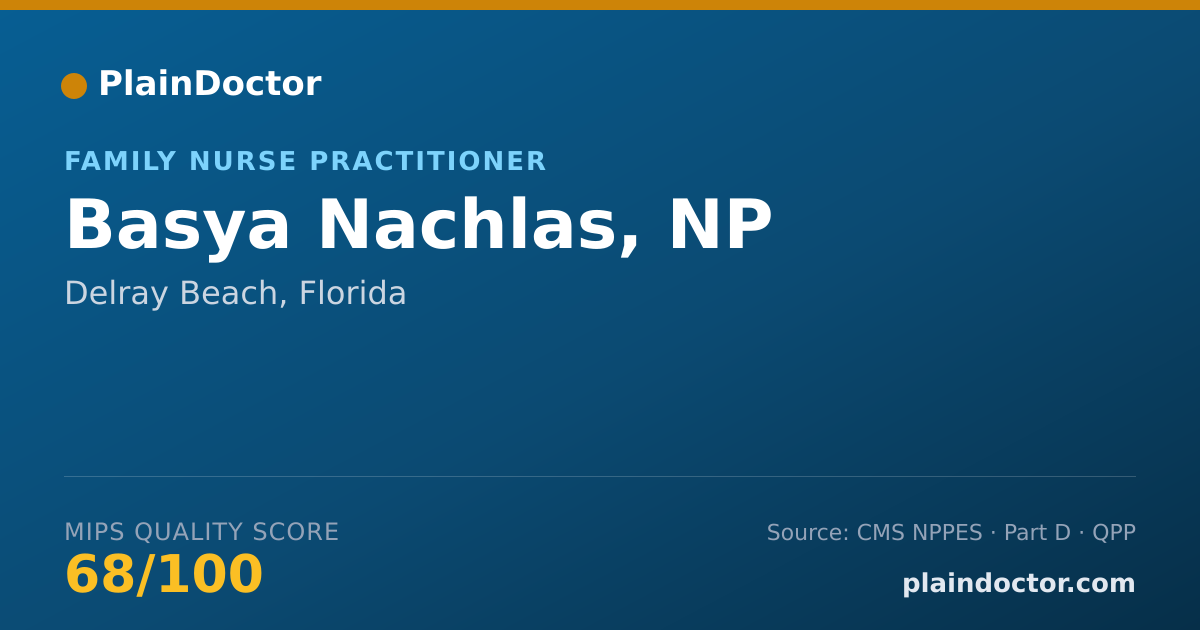 Shareable card for Basya Nachlas, NP - Family Nurse Practitioner, Delray Beach, FL