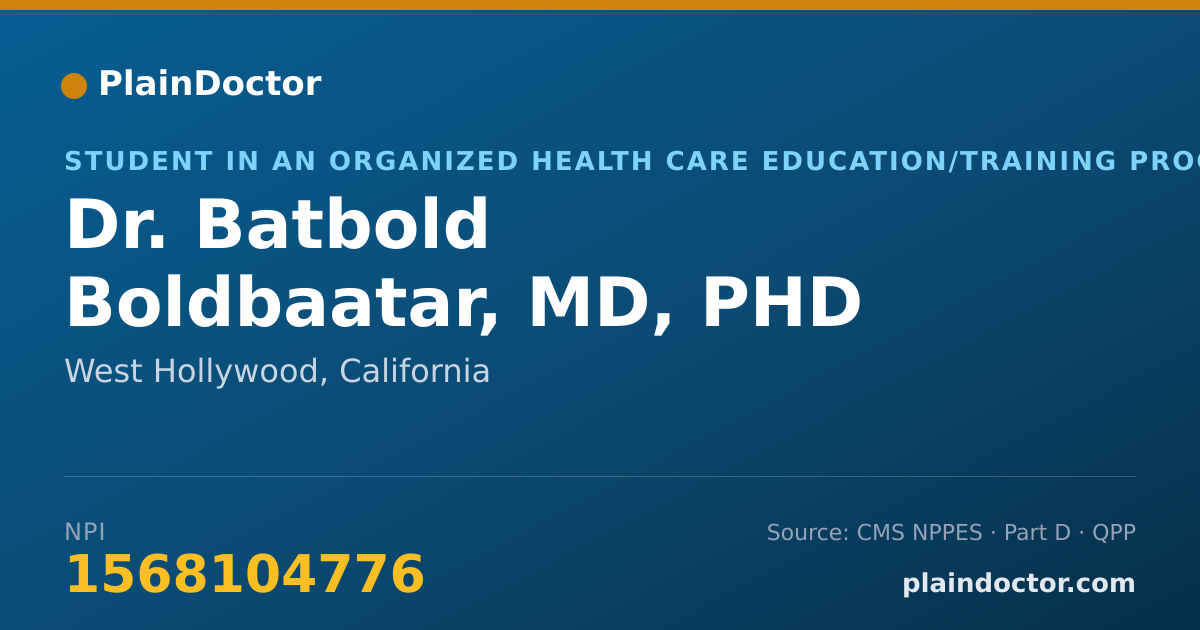 Shareable card for Batbold Boldbaatar, MD, PHD - Student in an Organized Health Care Education/Training Program, West Hollywood, CA