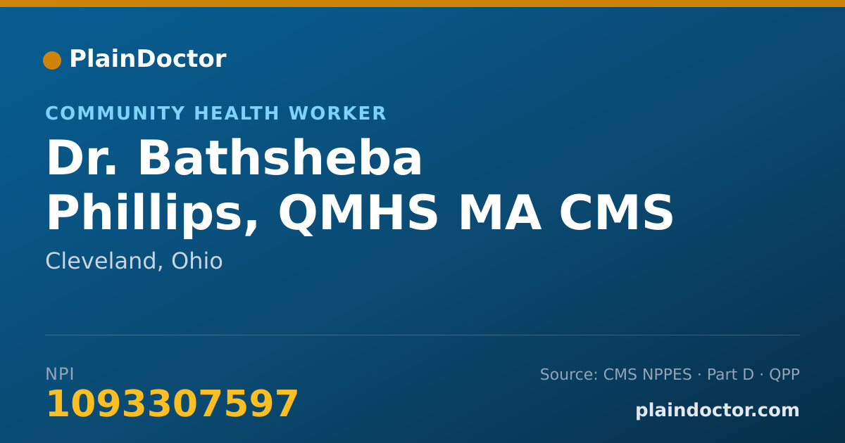 Shareable card for Bathsheba Phillips, QMHS MA CMS MA - Community Health Worker, Cleveland, OH