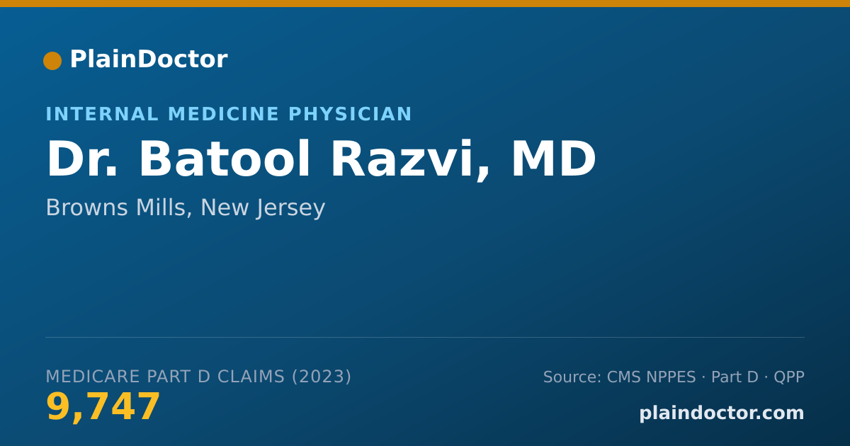 Shareable card for Batool Razvi, MD - Internal Medicine Physician, Browns Mills, NJ