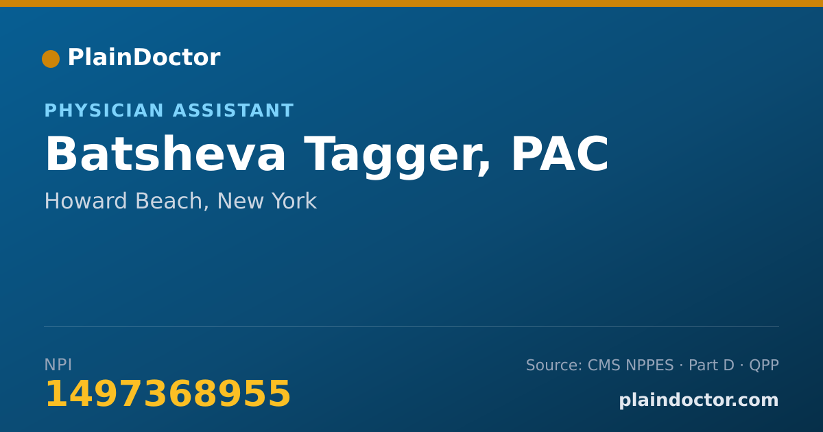 Shareable card for Batsheva Tagger, PAC - Physician Assistant, Howard Beach, NY