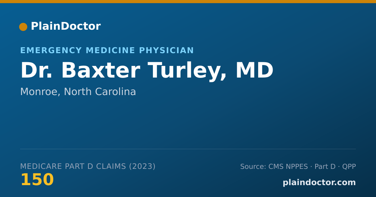 Shareable card for Baxter Turley, MD - Emergency Medicine Physician, Monroe, NC