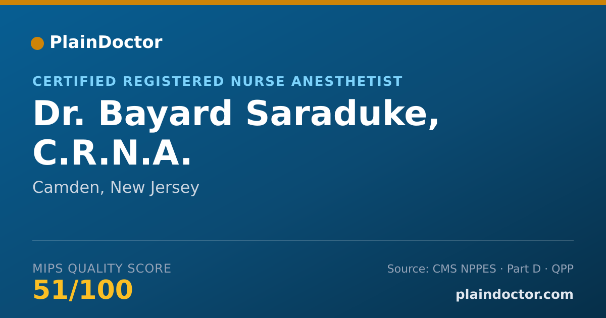 Shareable card for Bayard Saraduke, C.R.N.A. - Certified Registered Nurse Anesthetist, Camden, NJ