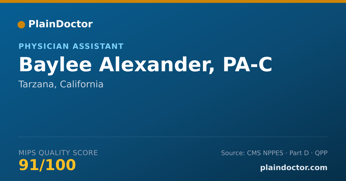 Shareable card for Baylee Alexander, PA-C - Internal Medicine Physician, Tarzana, CA