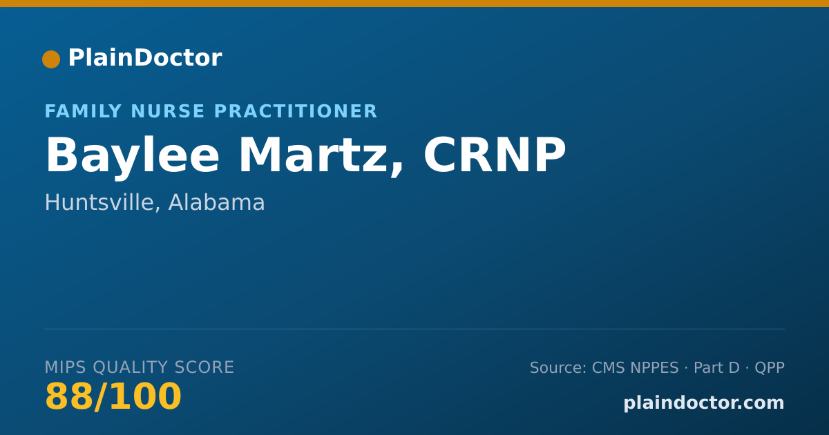 Shareable card for Baylee Martz, CRNP - Family Nurse Practitioner, Huntsville, AL