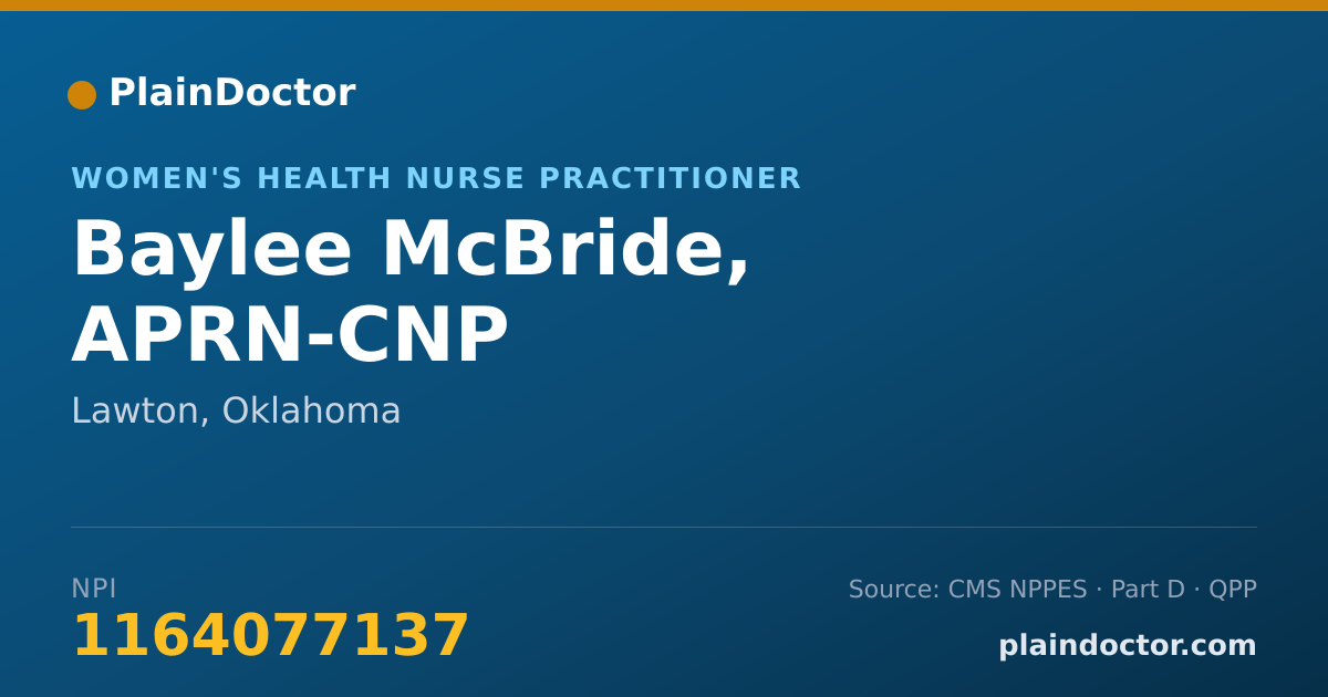 Shareable card for Baylee McBride, APRN-CNP - Women's Health Nurse Practitioner, Lawton, OK