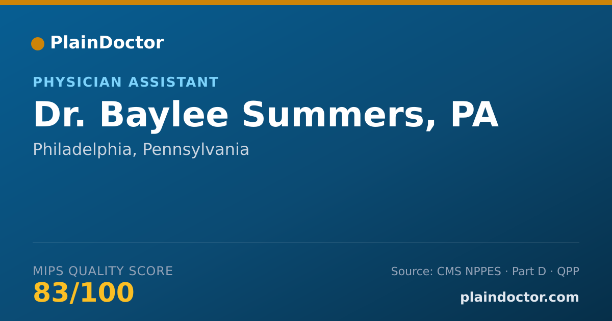 Shareable card for Baylee Summers, PA - Physician Assistant, Philadelphia, PA