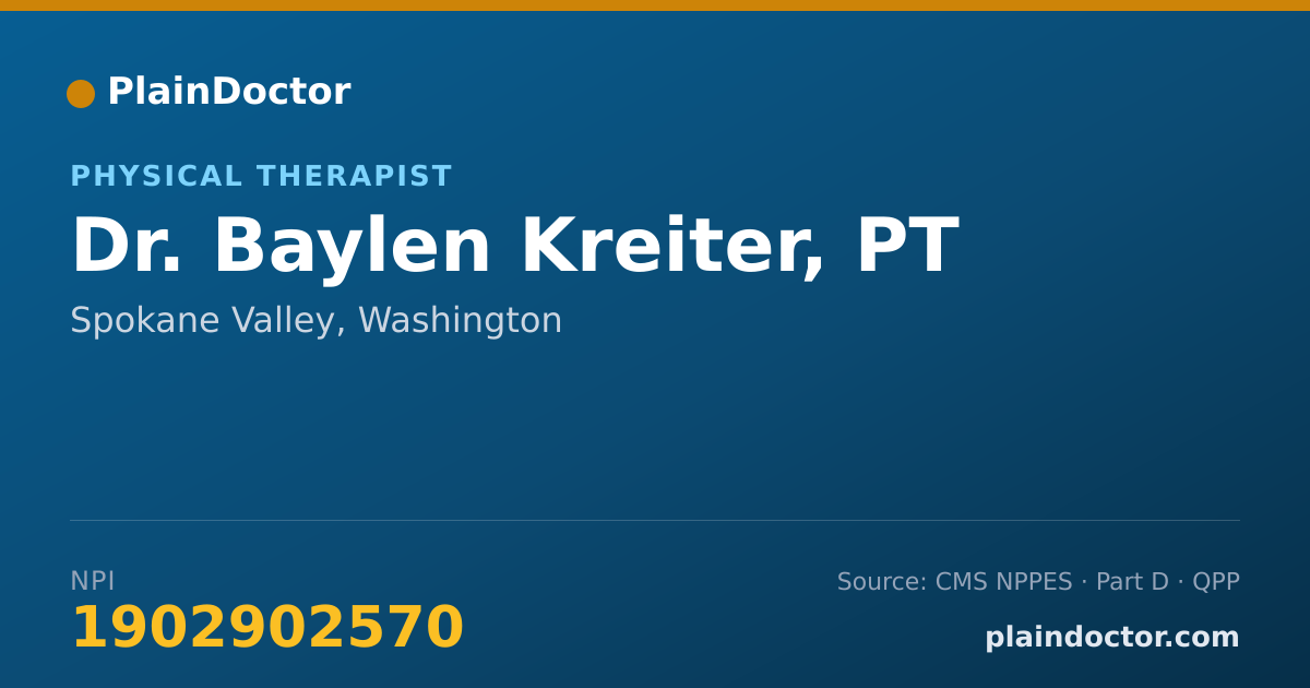 Shareable card for Baylen Kreiter, PT - Physical Therapist, Spokane Valley, WA
