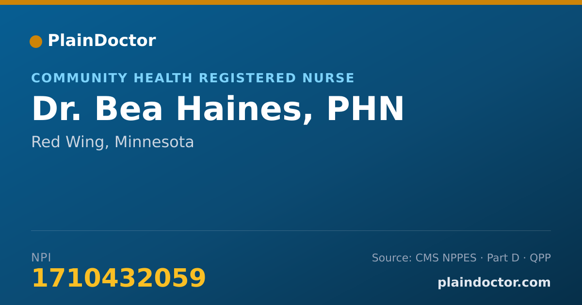 Shareable card for Bea Haines, PHN - Community Health Registered Nurse, Red Wing, MN