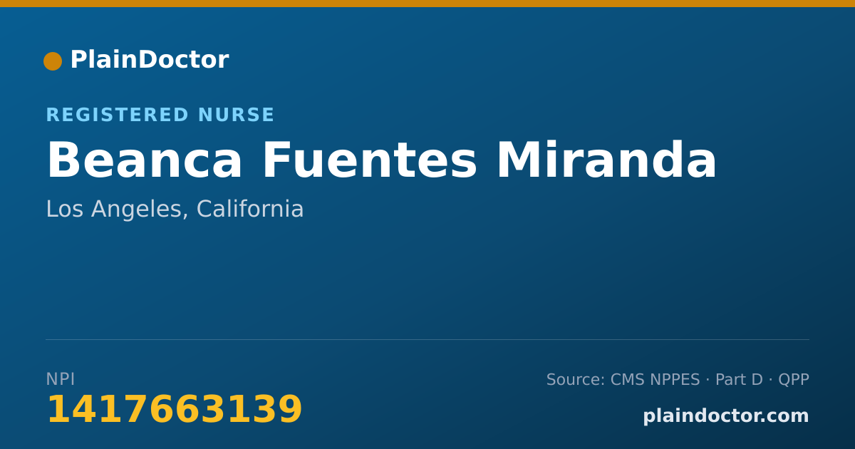 Shareable card for Beanca Fuentes Miranda - Registered Nurse, Los Angeles, CA