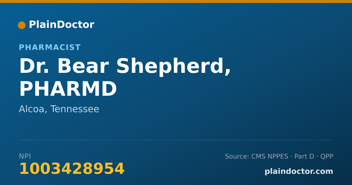 Shareable card for Bear Shepherd, PHARMD - Pharmacist, Alcoa, TN