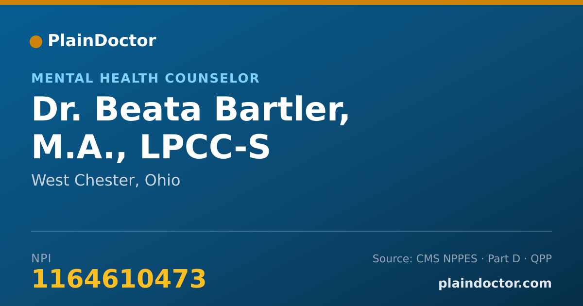 Shareable card for Beata Bartler, M.A., LPCC-S - Mental Health Counselor, West Chester, OH