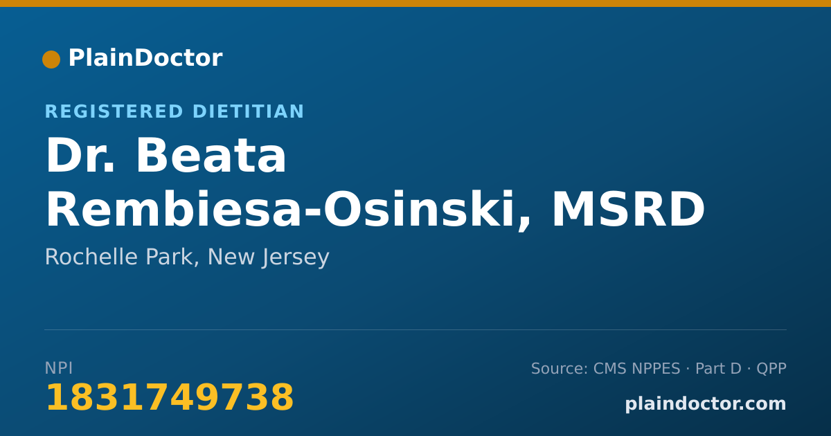 Shareable card for Beata Rembiesa-Osinski, MSRD - Registered Dietitian, Rochelle Park, NJ