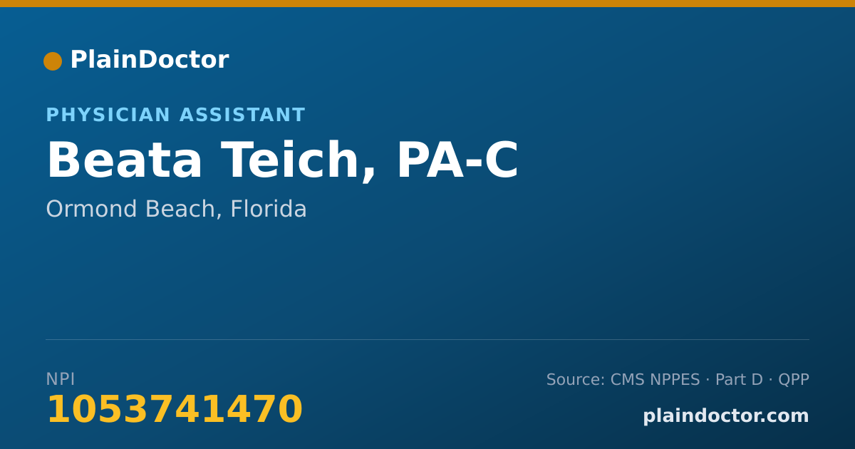 Shareable card for Beata Teich, PA-C - Physician Assistant, Ormond Beach, FL