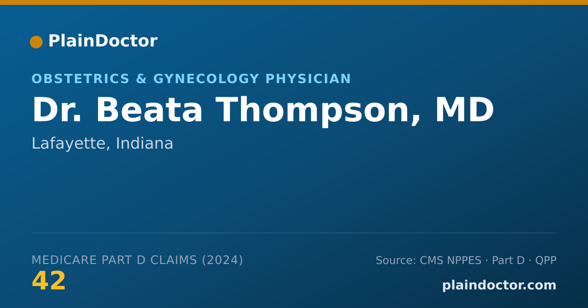 Shareable card for Beata Thompson, MD - Obstetrics & Gynecology Physician, Lafayette, IN