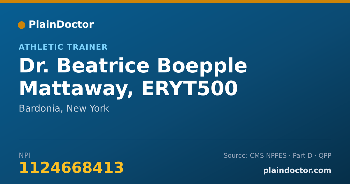Shareable card for Beatrice Boepple Mattaway, ERYT500 - Athletic Trainer, Bardonia, NY