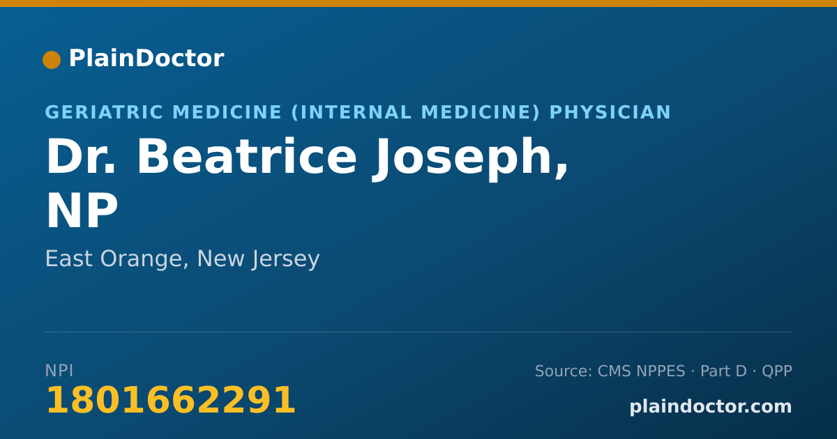 Shareable card for Beatrice Joseph, NP - Geriatric Medicine (Internal Medicine) Physician, East Orange, NJ