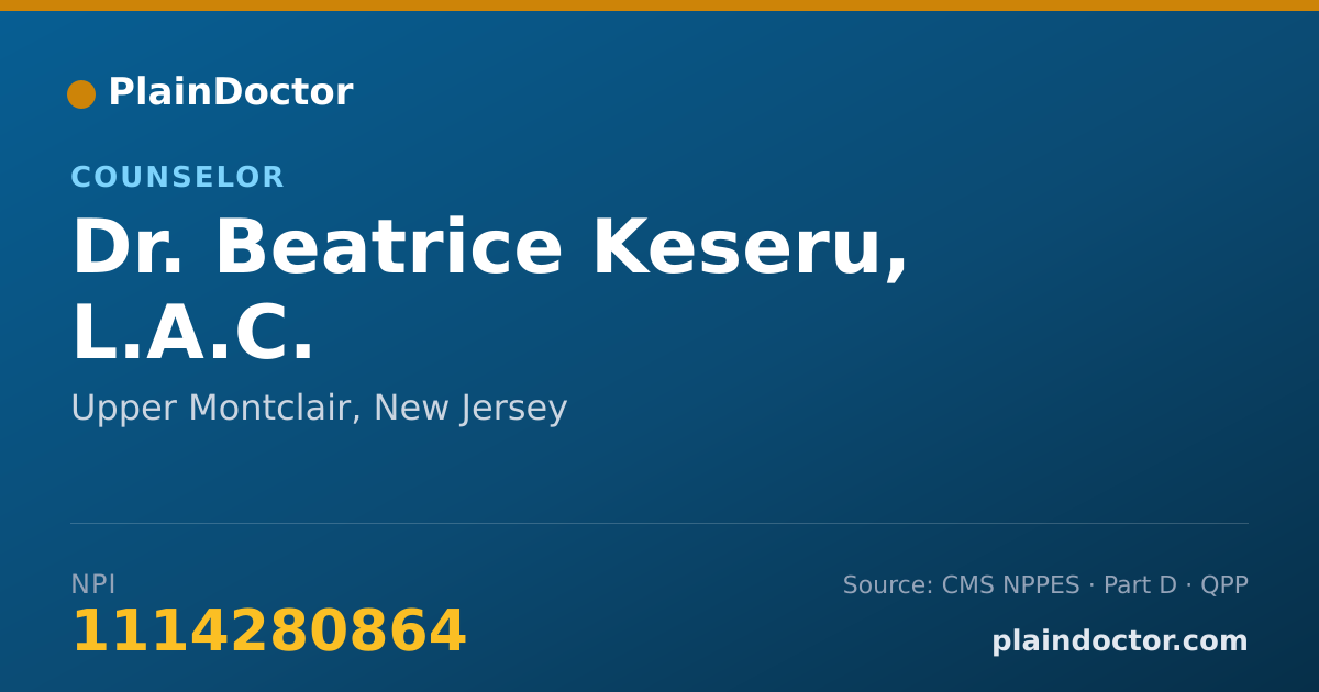 Shareable card for Beatrice Keseru, L.A.C. - Counselor, Upper Montclair, NJ