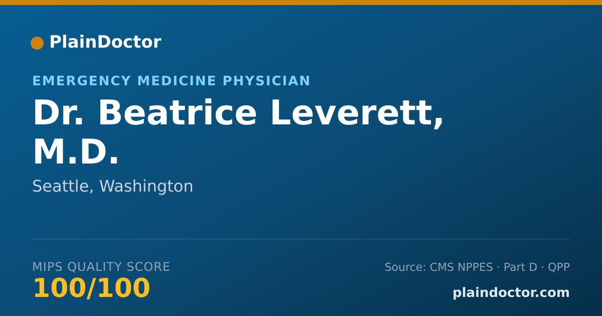 Shareable card for Beatrice Leverett, M.D. - Emergency Medicine Physician, Seattle, WA