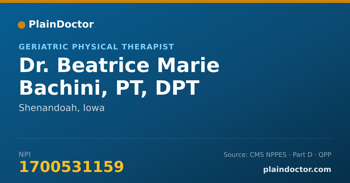 Shareable card for Beatrice Marie Bachini, PT, DPT - Geriatric Physical Therapist, Shenandoah, IA