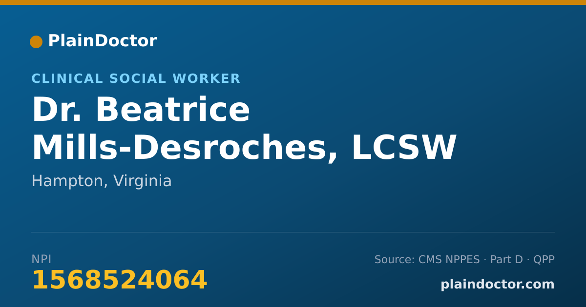 Shareable card for Beatrice Mills-Desroches, LCSW - Clinical Social Worker, Hampton, VA