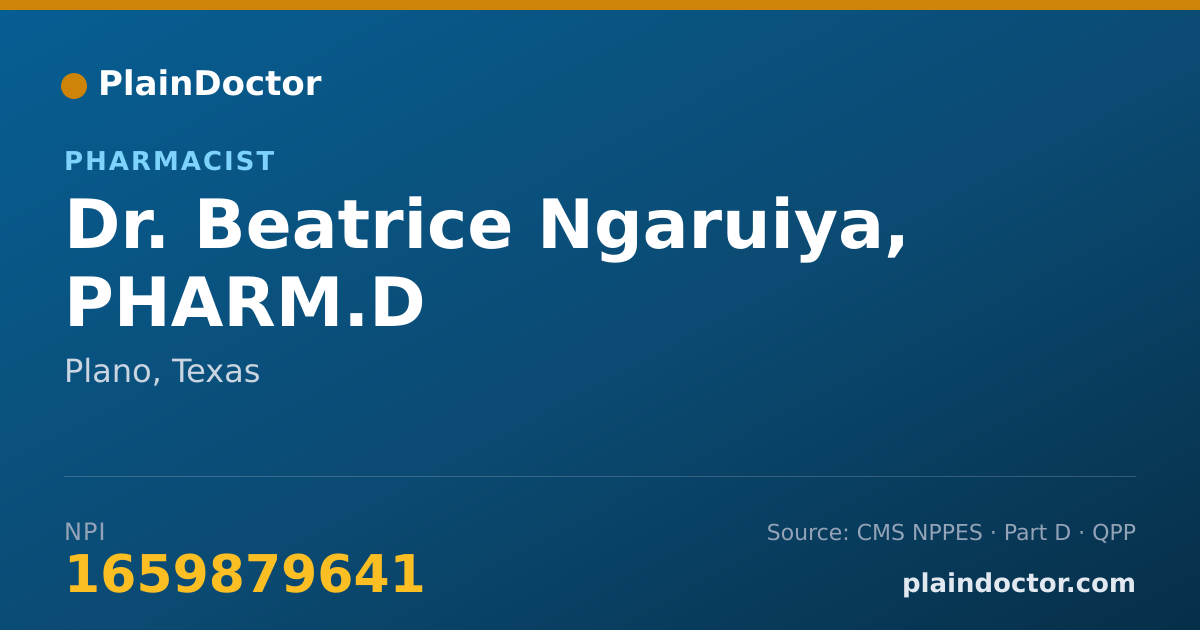 Shareable card for Beatrice Ngaruiya, PHARM.D - Pharmacist, Plano, TX