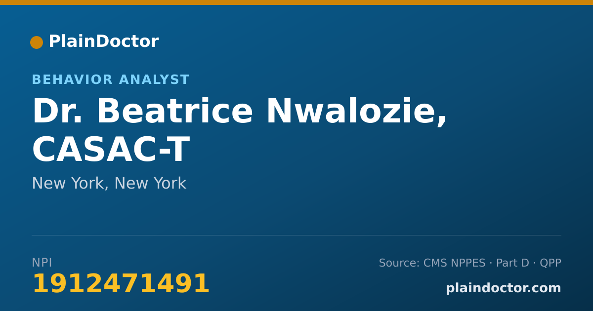 Shareable card for Beatrice Nwalozie, CASAC-T - Behavior Analyst, New York, NY