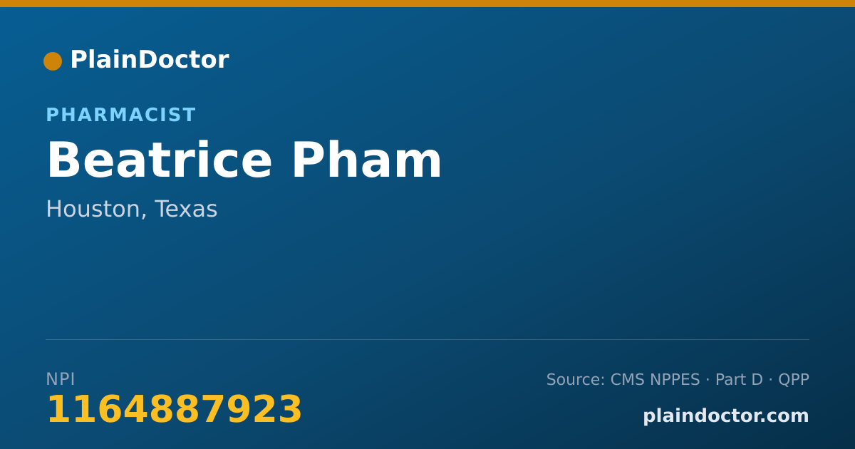 Shareable card for Beatrice Pham - Pharmacist, Houston, TX