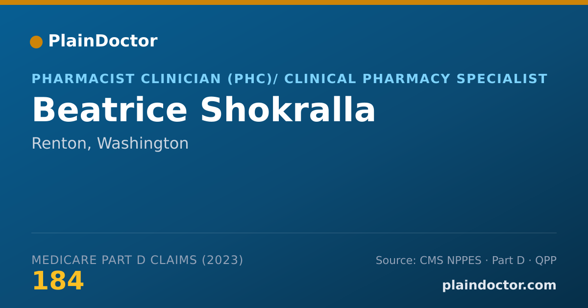 Shareable card for Beatrice Shokralla - Pharmacist Clinician (PhC)/ Clinical Pharmacy Specialist, Renton, WA