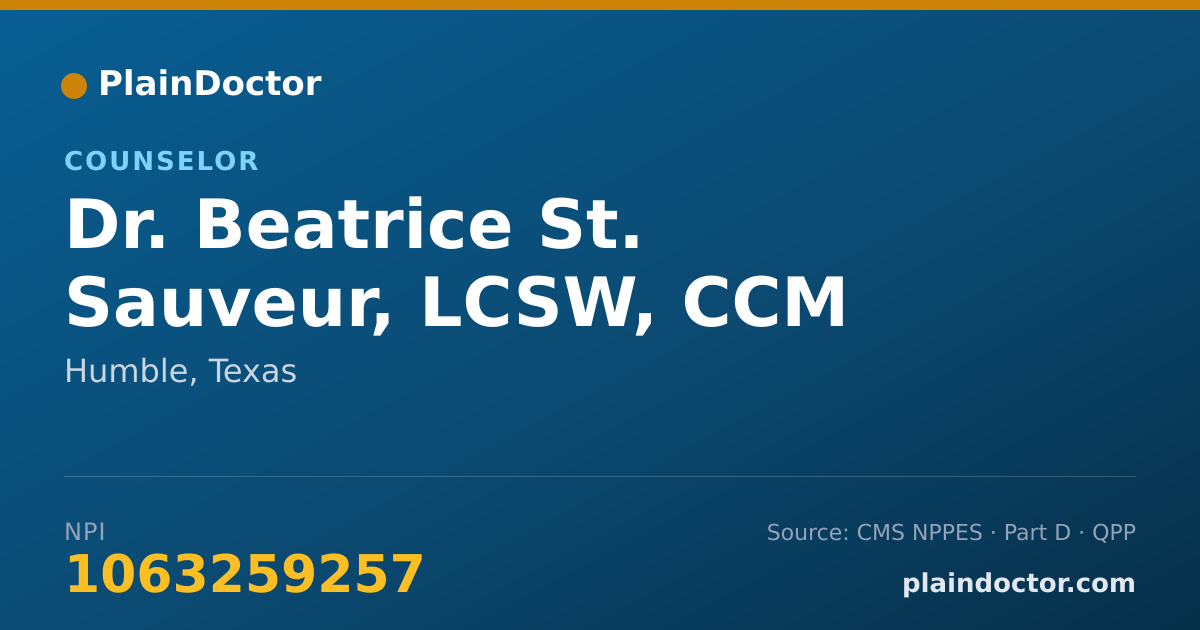 Shareable card for Beatrice St. Sauveur, LCSW, CCM - Counselor, Humble, TX