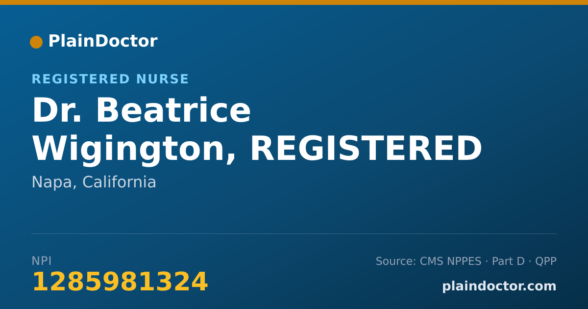 Shareable card for Beatrice Wigington, REGISTERED NURSE - Registered Nurse, Napa, CA
