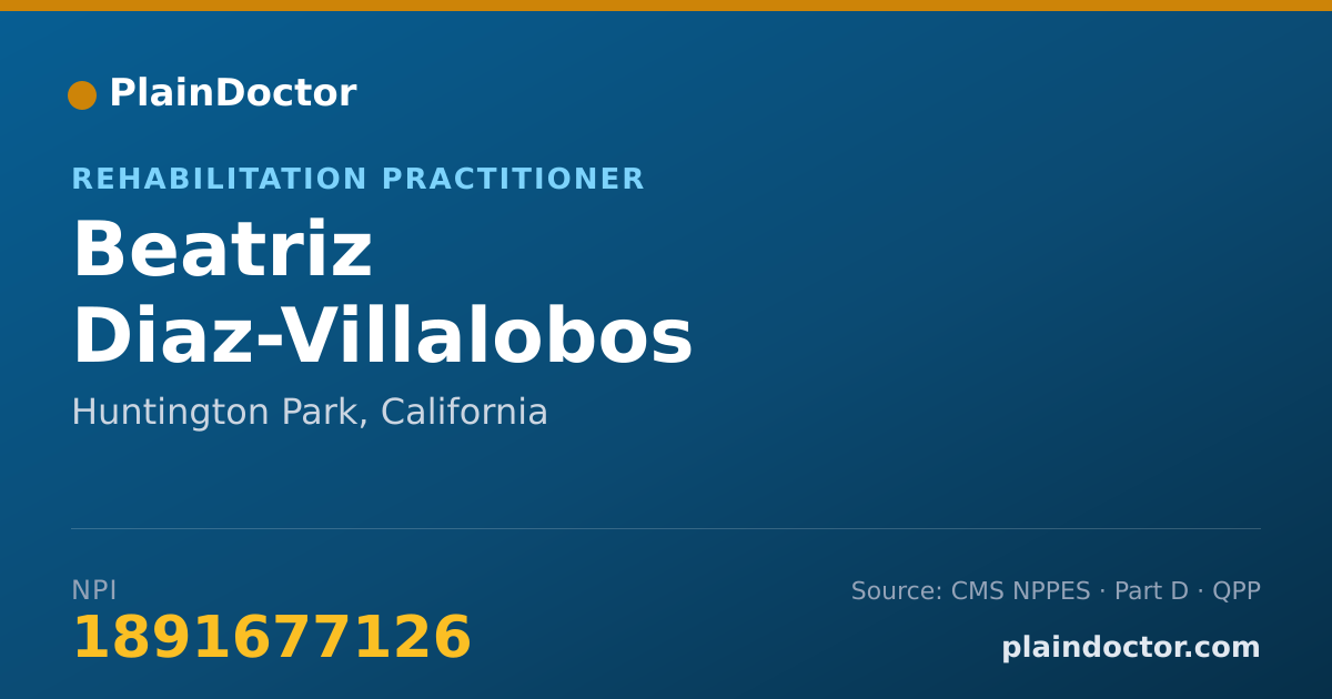 Shareable card for Beatriz Diaz-Villalobos - Rehabilitation Practitioner, Huntington Park, CA