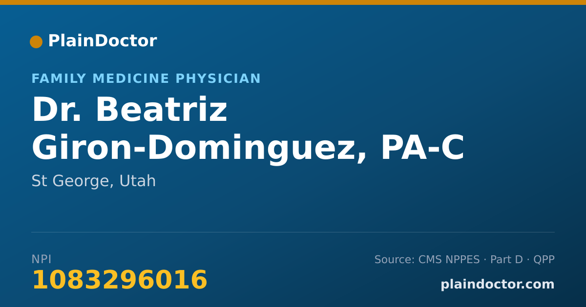 Shareable card for Beatriz Giron-Dominguez, PA-C - Family Medicine Physician, St George, UT