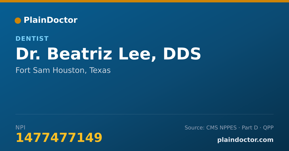 Shareable card for Beatriz Lee, DDS - Dentist, Fort Sam Houston, TX
