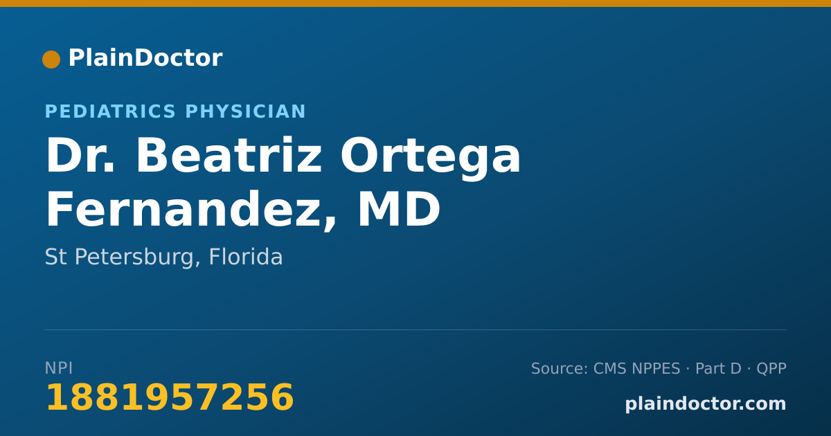Shareable card for Beatriz Ortega Fernandez, MD - Pediatrics Physician, St Petersburg, FL