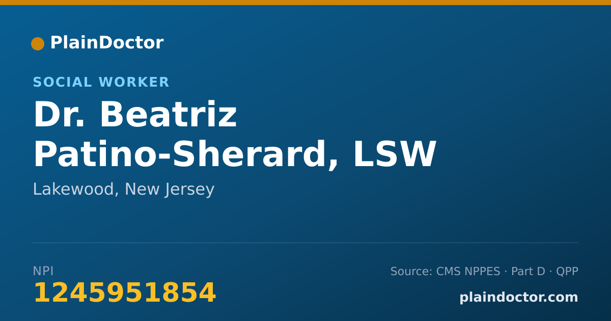 Shareable card for Beatriz Patino-Sherard, LSW - Social Worker, Lakewood, NJ
