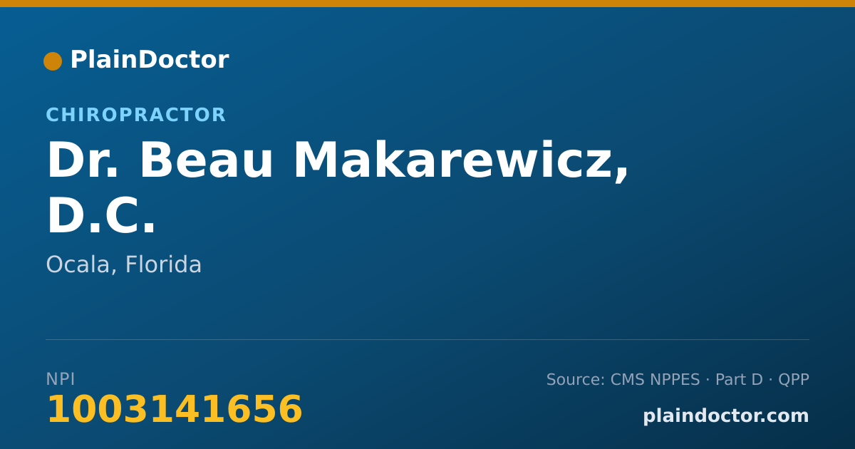 Shareable card for Beau Makarewicz, D.C. - Chiropractor, Ocala, FL