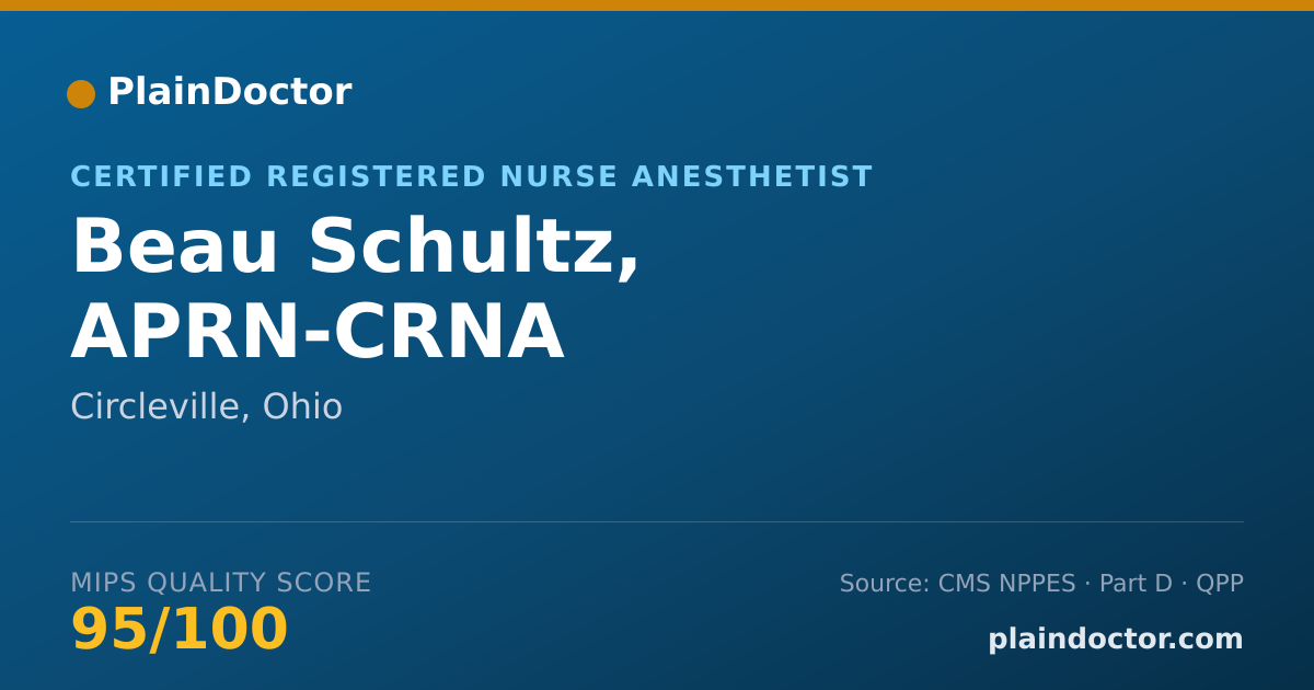 Shareable card for Beau Schultz, APRN-CRNA - Certified Registered Nurse Anesthetist, Circleville, OH