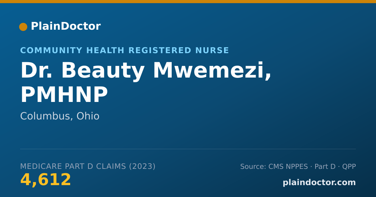 Shareable card for Beauty Mwemezi, PMHNP - Community Health Registered Nurse, Columbus, OH